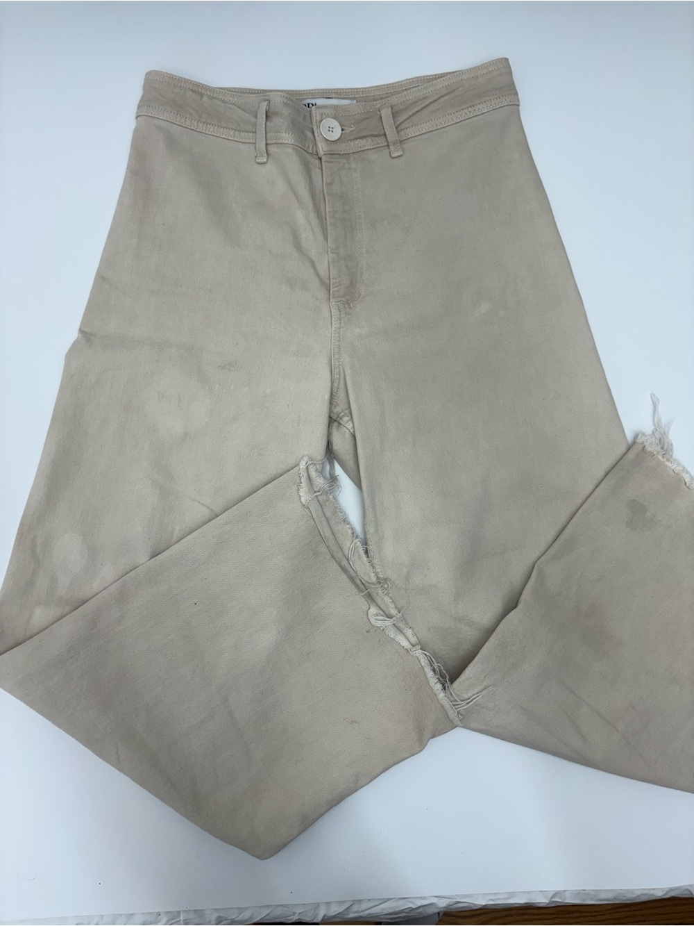 Zara Light Beige High-Waist Wide Leg Pants